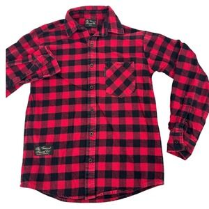 Vermont Flannel Co Shirt Buffalo Plaid Women Small Red Black Cotton Made in USA